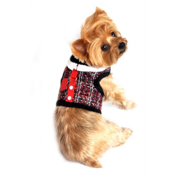 Doggie Design（ドギーデザイン）ドッグウェア Red Tweed Minky Plush Harness レッド ツイード ミンキー ハーネス ベスト