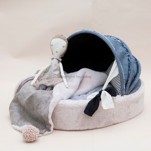 Louisdog（ルイスドッグ）犬用ベッド Denim Cradle Beige Pink デニム クレイドル ベージュ ピンク