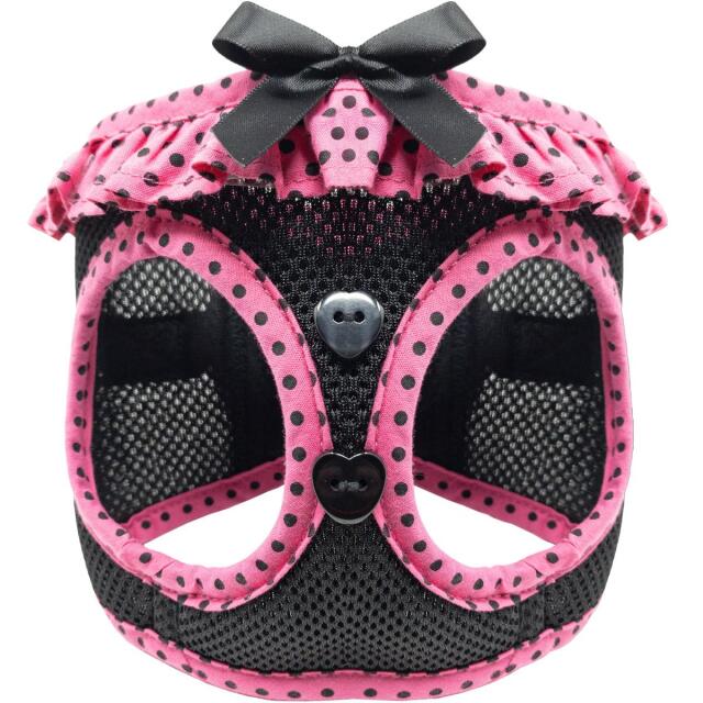 Doggie Design（ドギーデザイン）American River Harness Hot Pink Black アメリカン リバー ハーネス ピンク ブラック ポルカドット