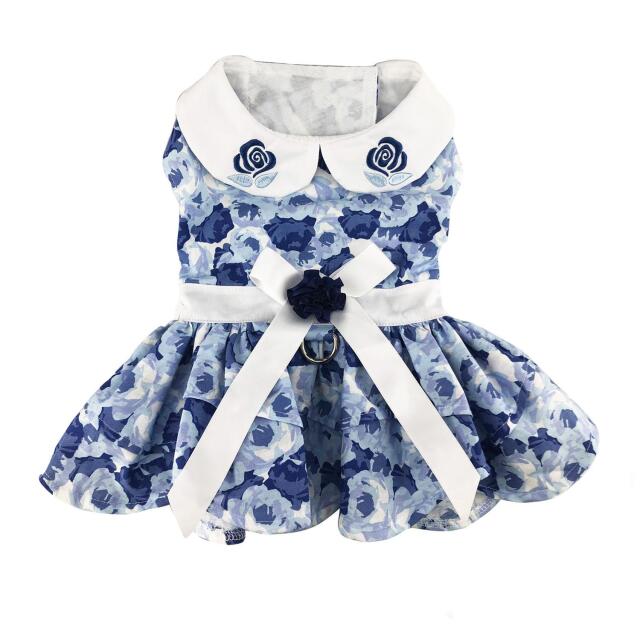 Doggie Design（ドギーデザイン）ドッグウェア Blue Rose Harness Dress ブルー ローズ ハーネス ドレス