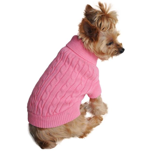 Doggie Design（ドギーデザイン）ドッグウェア コムド コットン ケーブル ニット セーター キャンディー ピンク