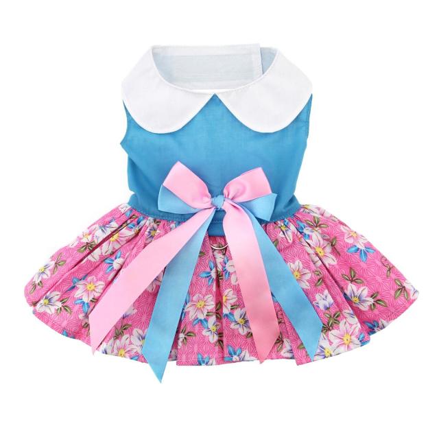 Doggie Design（ドギーデザイン）Pink and Blue Plumeria Floral Dog Dress ピンク ブルー プルメリア フローラル ドレス